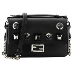  Fendi Double Baguette Studded Leather Micro