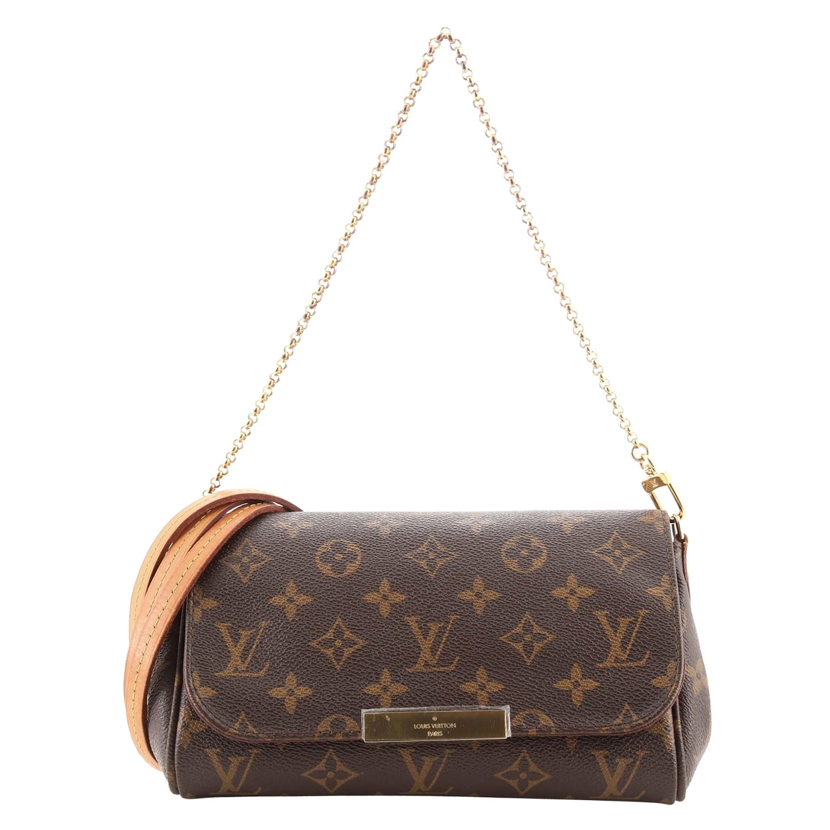 Louis Vuitton, Bags, Louis Vuitton Favorite Mm Monogram Canvas Crossbody  With Gold Chain Rare