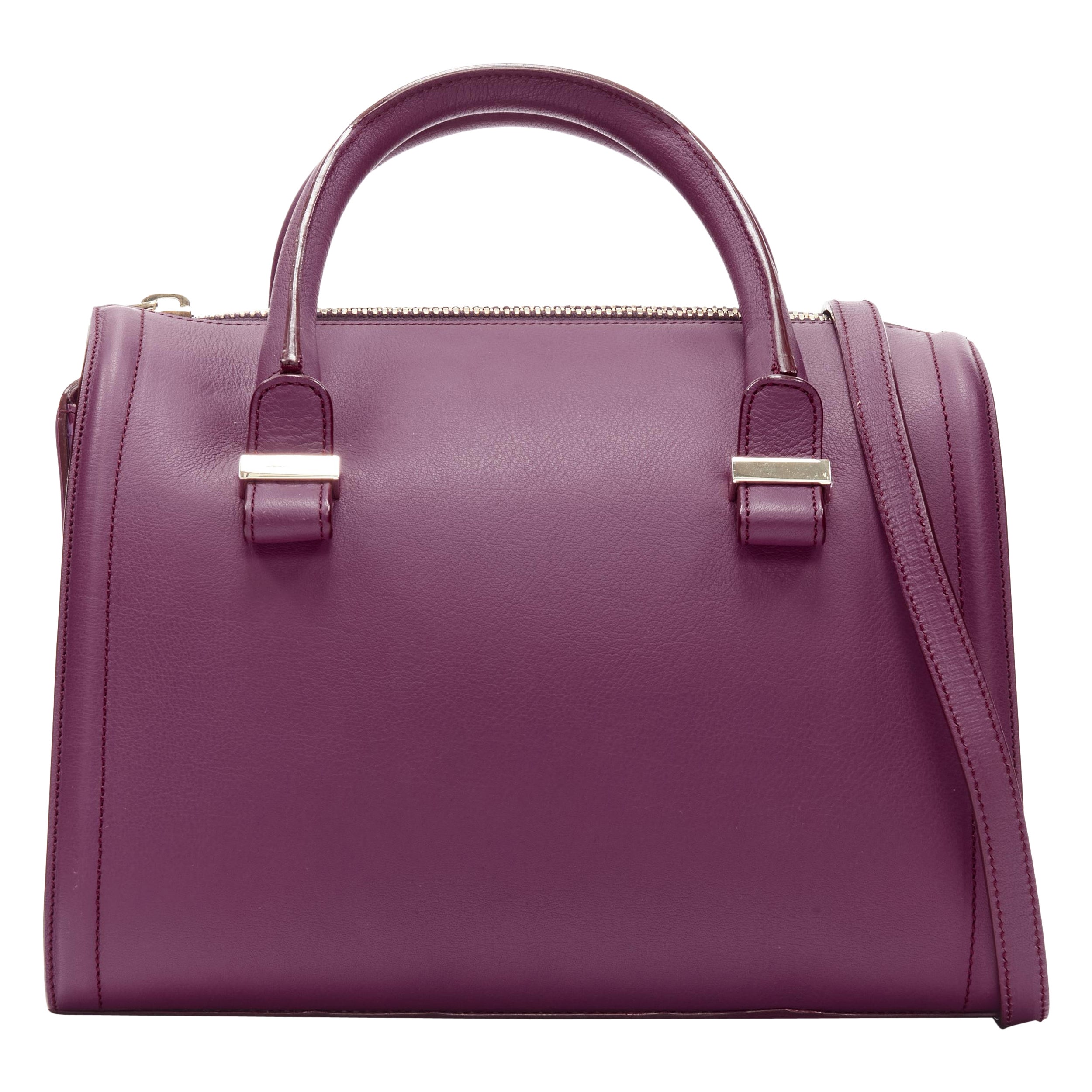 new VICTORIA BECKHAM Seven purple leather rolled handle structured bowling bag
