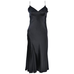 MONIQUE LHUILLER Black Silk Bias Cut Dress Size 12