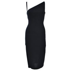JOHN GALLIANO Black Asymmetrical Cocktail Dress Size 6