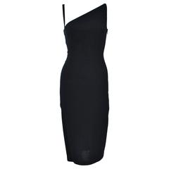 JOHN GALLIANO Black Asymmetrical Cocktail Dress Size 6 2