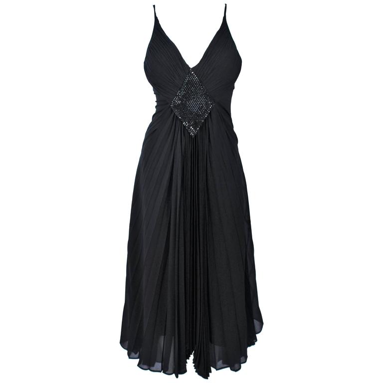 PACO RABANNE Black Silk Jerset Dress with Rhinestone Detail Size 42 For ...