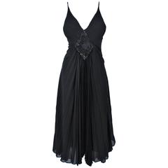 PACO RABANNE Black Silk Jerset Dress with Rhinestone Detail Size 42 8