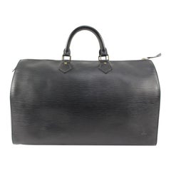 Louis Vuitton Large Black Epi Leather Noir Speed 40 Boston Bag GM 87lv221s