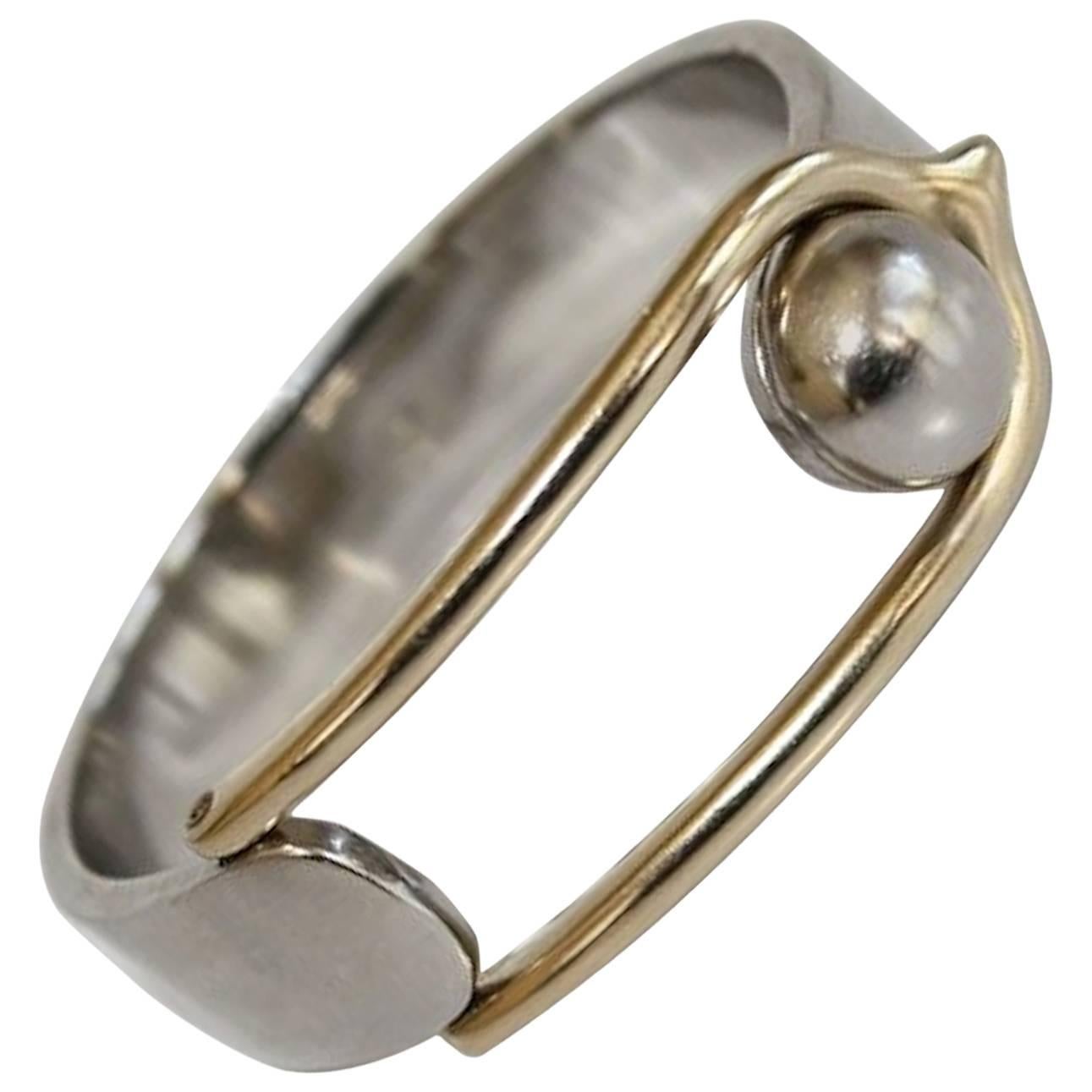 Goossens Paris Palladium and Gold Buckle Bracelet