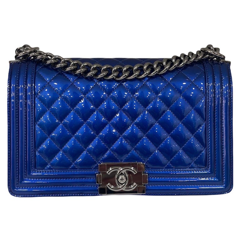 2014 Chanel Blue Leather Boy Bag For Sale at 1stDibs