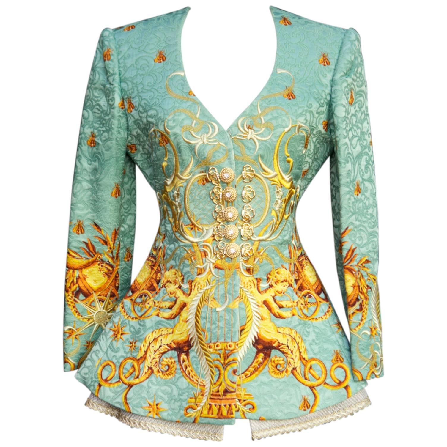 1992 Christian Dior by Gianfranco Ferre Embroidered Brocade Jacket