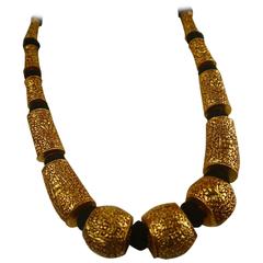 Tibetan 24kt Gold Lacquer on Resin Ethnic Necklace