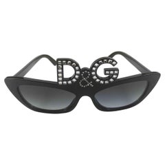 Dolce & Gabbana black plastic
crystals logo embellished sunglasses