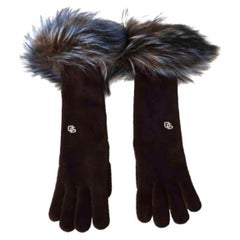 Dolce & Gabbana cashmere brown / blue mink fur long gloves