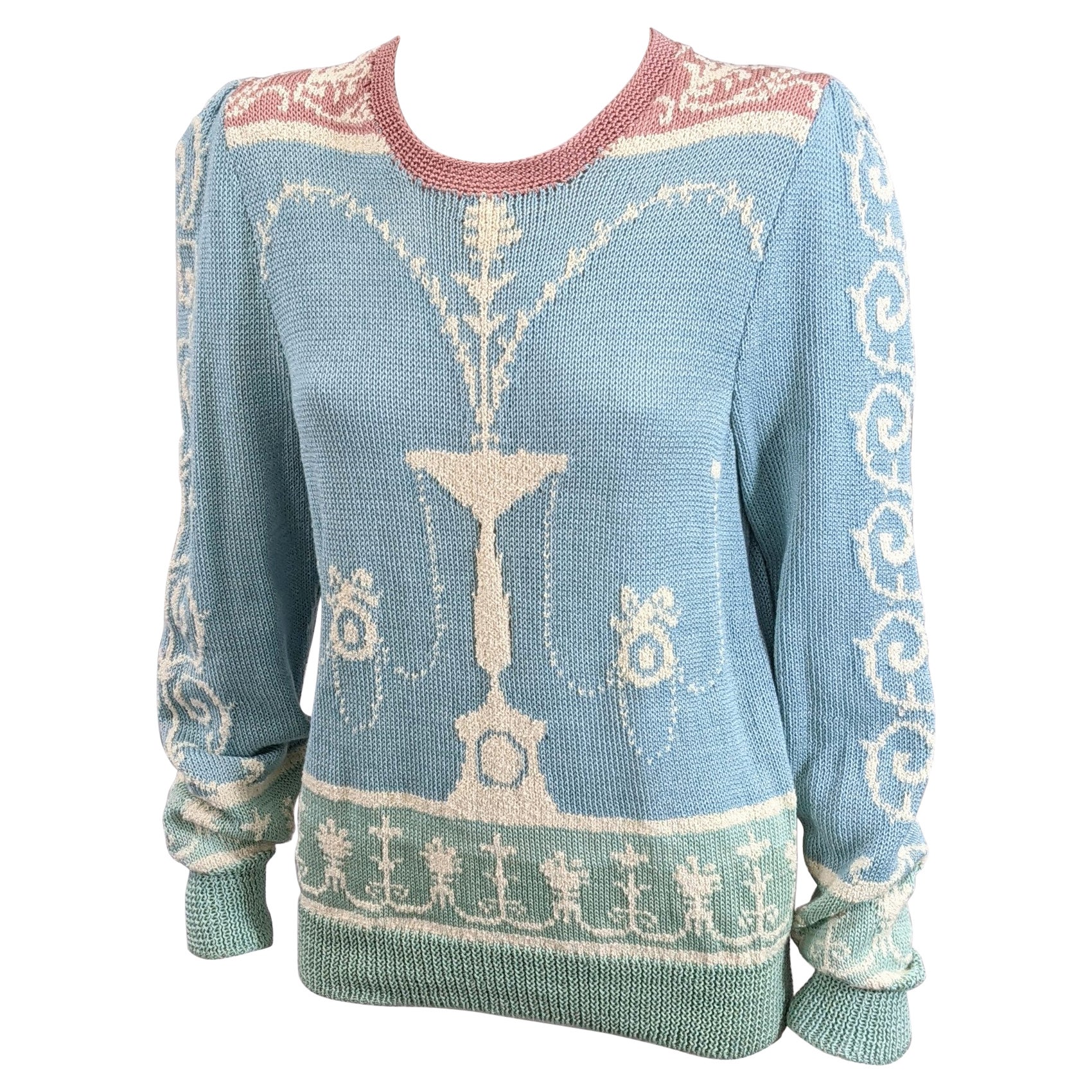 Handknit Cotton Sweater, Adams Style, Dia North of Boston For Sale