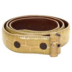 Kieselstein-Cord Beige Alligator Skin Belt Strap sz 85 6