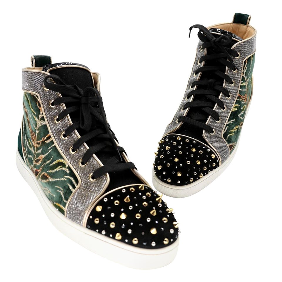 Christian Louboutin Milkylou 46 HI Top Flat Studded Sneakers CL-S0208N-0004