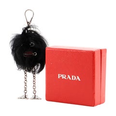 Prada Fur Face Bag Charm Fur Black