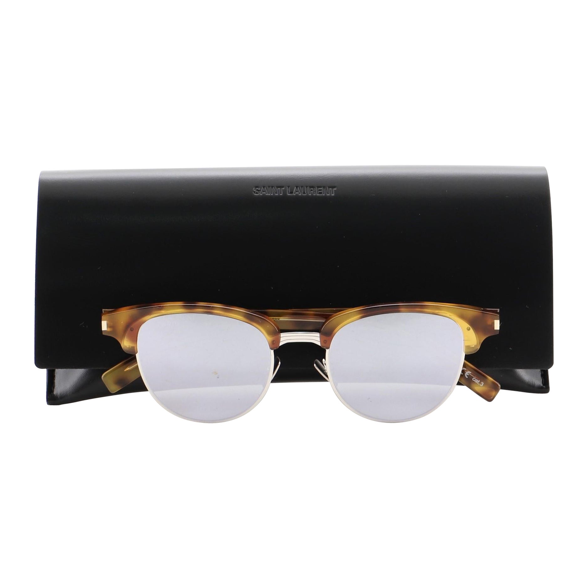 Saint Laurent Slim Wayfarer Sunglasses Tortoise Acetate Brown