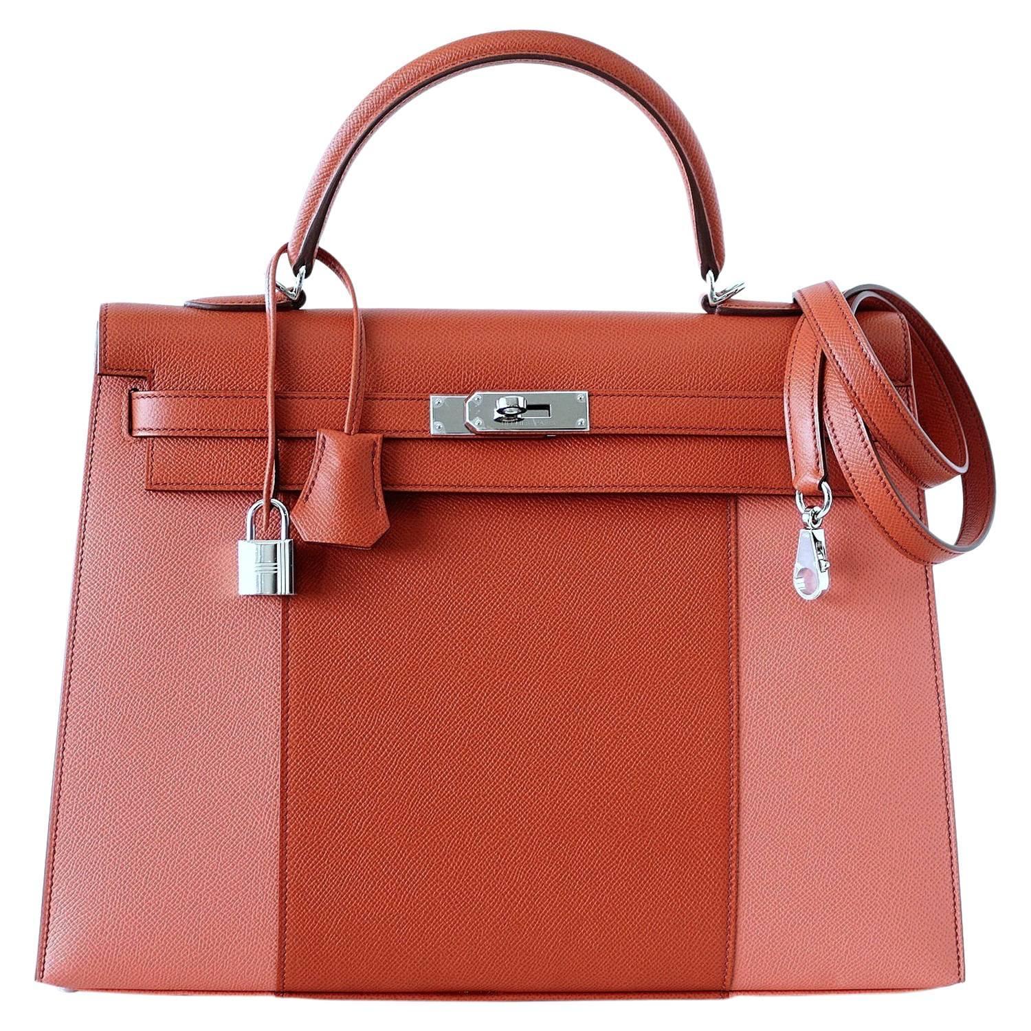 hermes birkin inspired handbags - HERMES KELLY 35 Flag Bag Limited Edition Flamingo and Coral rare ...