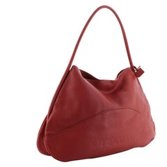 Delvaux Logo Shoulder Bag Leather Large Red