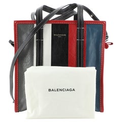 Balenciaga Bazar Convertible Tote Striped Leather Small Blue, Multicolor, Red