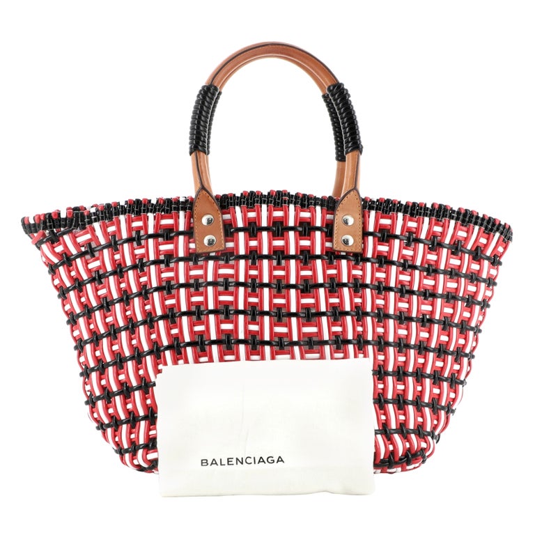 Balenciaga Bistrot Panier Bag Woven Leather Small Black, Multicolor, Red,  White at 1stDibs