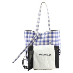 Vintage Balenciaga Everyday Tote Bag Printed Leather Small Blue, Print, White