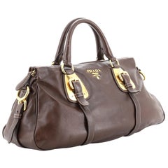 Prada Convertible Belted Satchel Soft Calf Medium Brown