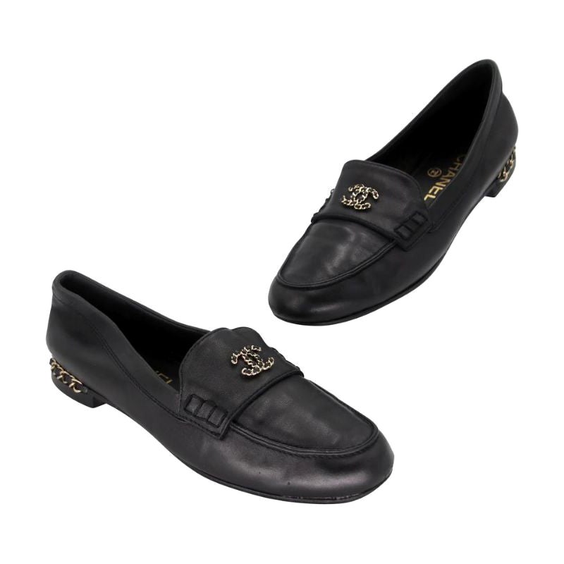 Chanel Penny Loafers 37 Leather Formal Shoes CC-0916N-0003
