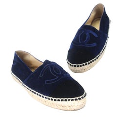 Chanel Espadrille 38 Velvet Cap Toe CC Flats CC-0502N-0130