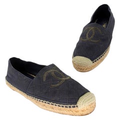 Chanel Stacked Espadrille 37 Embroidered Canvas Quilted Flats CC-0707N-0011