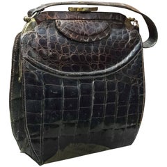 1940s Brown Alligator Handbag