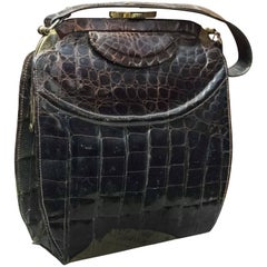 1940s Brown Alligator Handbag 