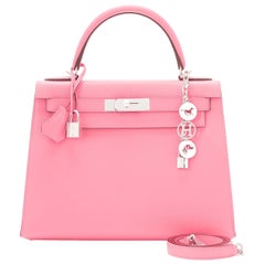 Hermes Kelly 28cm Sellier Umhängetasche in Rosa mit Konfettimuster, NEU IN SCHACHTEL