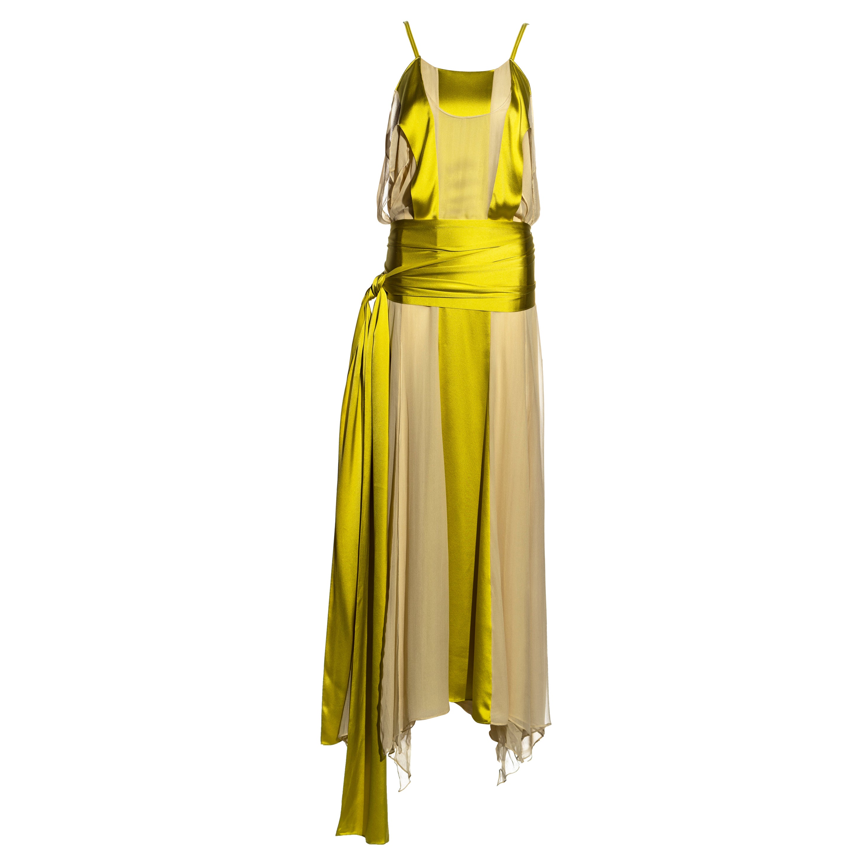 Yves Saint Laurent by Tom Ford chartreuse silk evening dress, ss 2004
