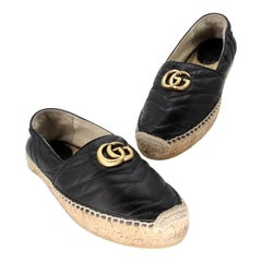 Gucci Eapadraille 37.5 Marmont Leather GG Logo Flats GG-S0106P-0140