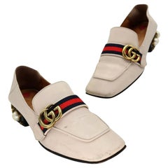 Gucci Marmont Studded SZ 39 Pearl Loafer Flats GG-S0205N-0003