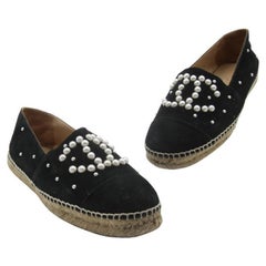 Chanel Espadrille 37 Double Stacked Mother of Pearl Flats CC-0208N-0010