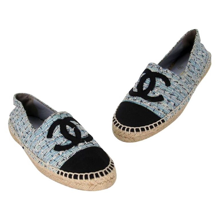 Chanel Espadrilles 36 CC Monogram Double Stacked Flats CC-0908N-0001 at ...