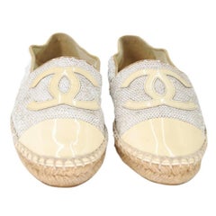 Chanel Espadrille 37 Sequin Fabric CC Flats CC-0502N-0127