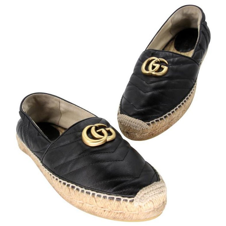 Gucci Eapadraille 39 Marmont Leather GG Logo Flats GG-0503N-0150 For Sale