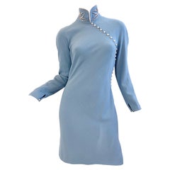 Retro Documented Christian Dior by John Galliano AW 1997 Size 6 Blue Cheongsam Dress