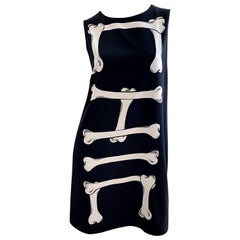 Moschino Cheap & Chic 2000s Size 10 No Bones About It Black White Skeleton Dress