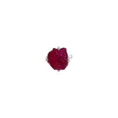 Raw Ruby Nugget and Sterling Silver Statement Ring 