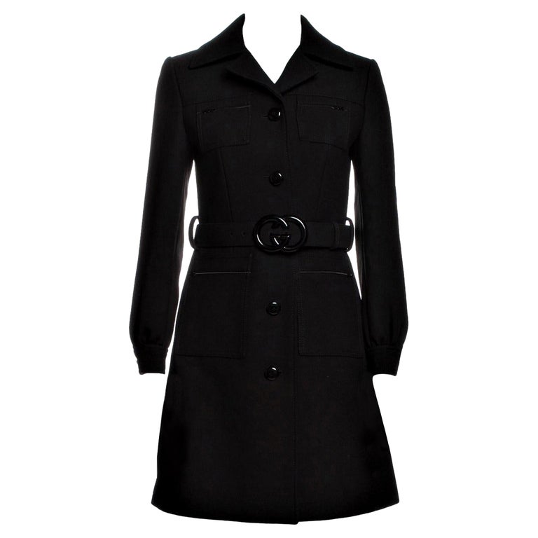Wool Belted Peacoat Jacket Coat, Black Belted Peacoat Womens