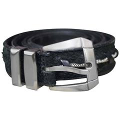 Gianni Versace Faux Snakeskin and Silver Rope Belt