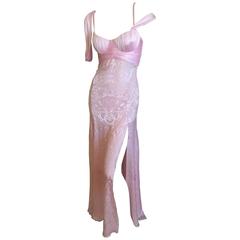 Vintage Versace Pink Goddess Gown with Baroque Starfish Pattern