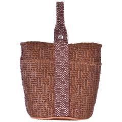 Hermes Rare Woven Tote Bucket Bag JaneFinds