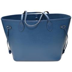 Louis Vuitton Neverfull MM in Blue Epi Leather - Made in Spain