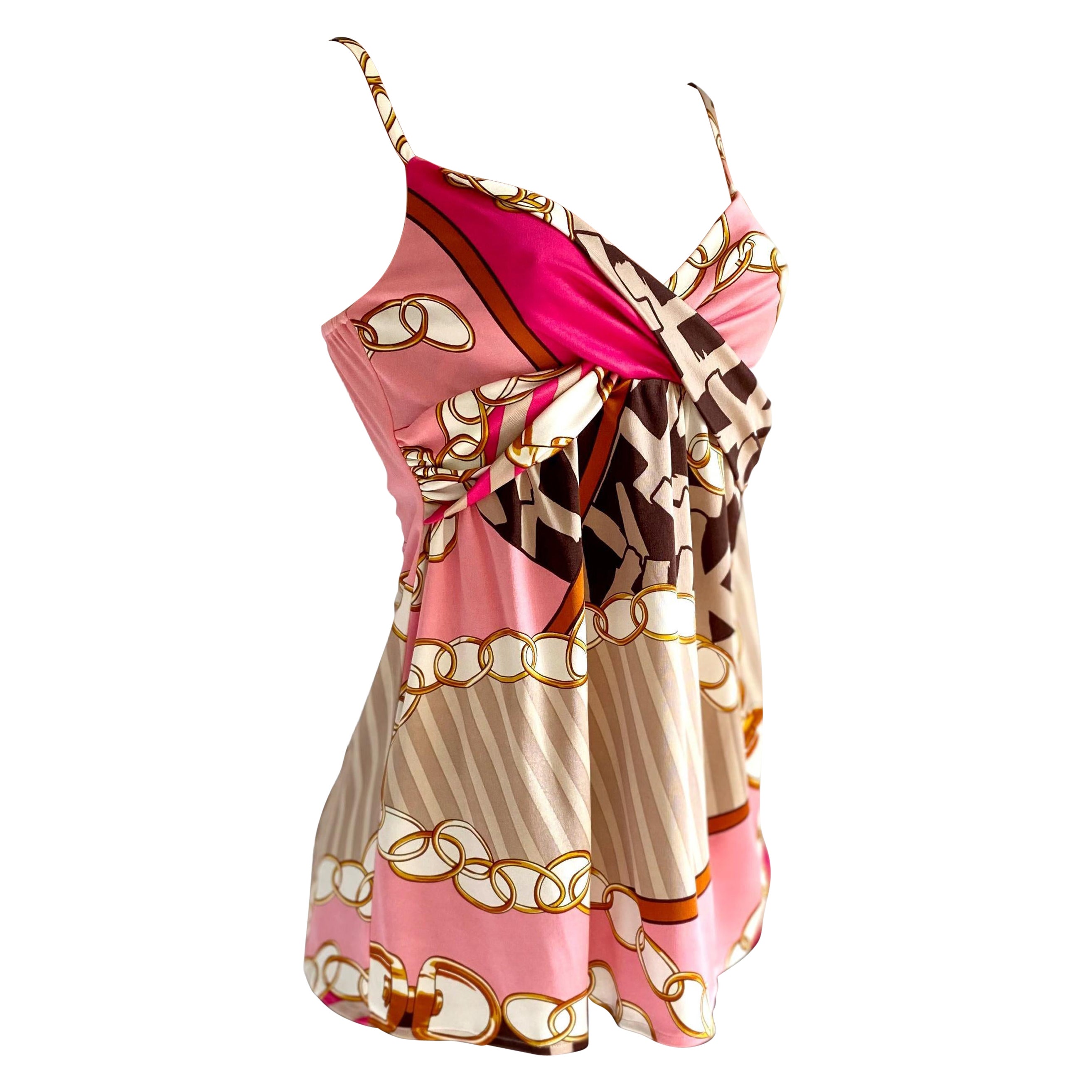 FLORA KUNG Pink jewel silk jersey Cami Slip top NWT  For Sale