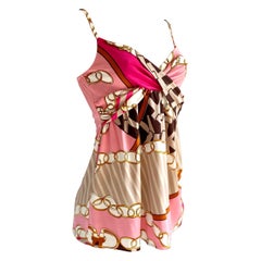FLORA KUNG - Slip top en jersey de soie rose orné de bijoux Cami, neuf avec étiquettes 