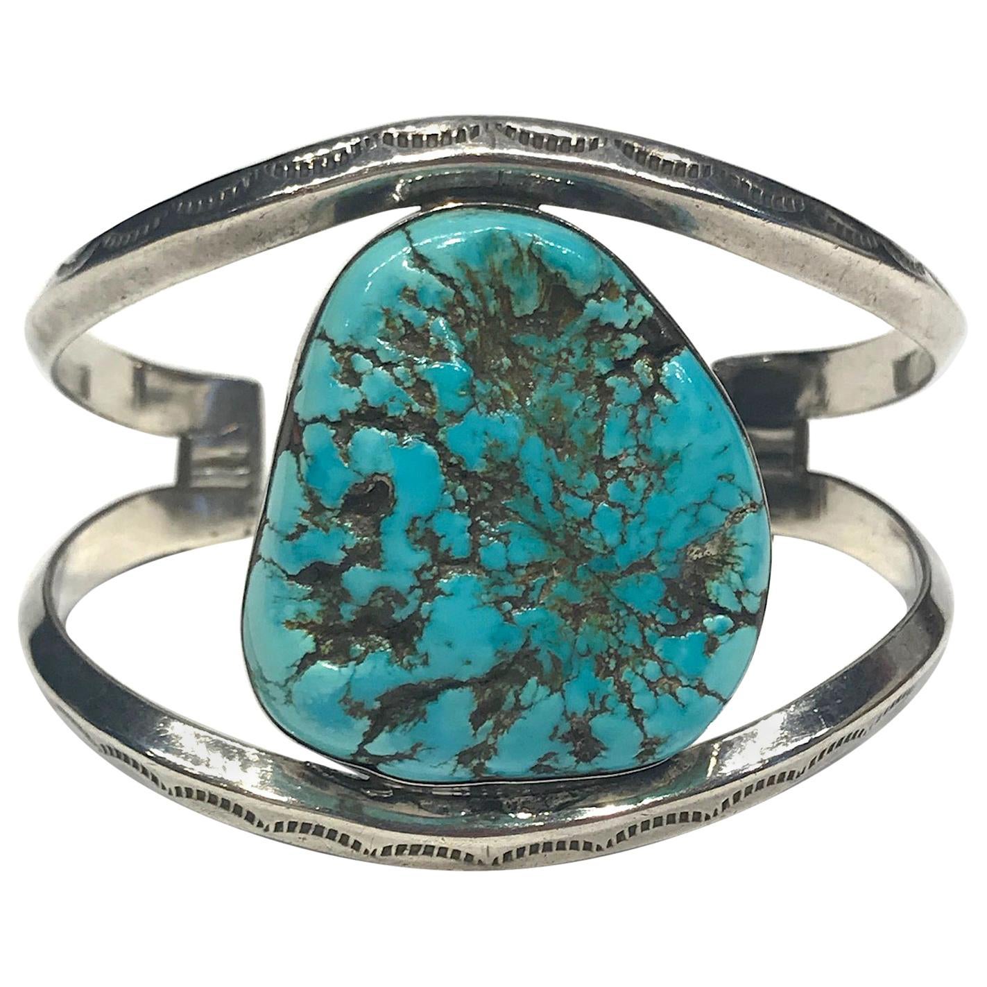 Vintage Navajo Turquoise Coral Cuff Bracelet Augustine Largo For Sale ...